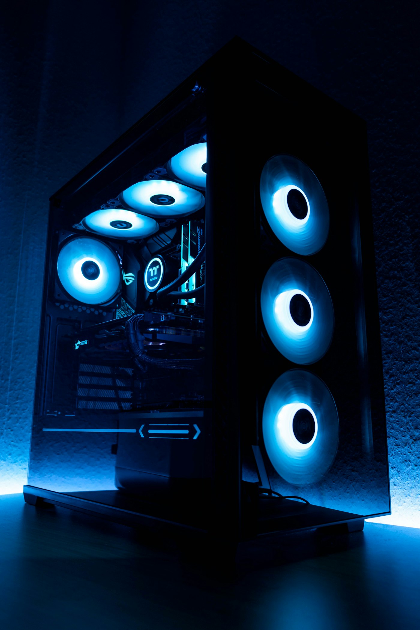Custom RGB gaming PC build with tempered glass panel